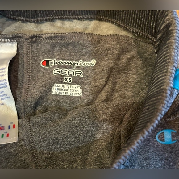 Champion Dark Gray Straight Leg Elastic Sweatpants w Blue Stripe Girls Size 7/8 - Picture 3 of 7